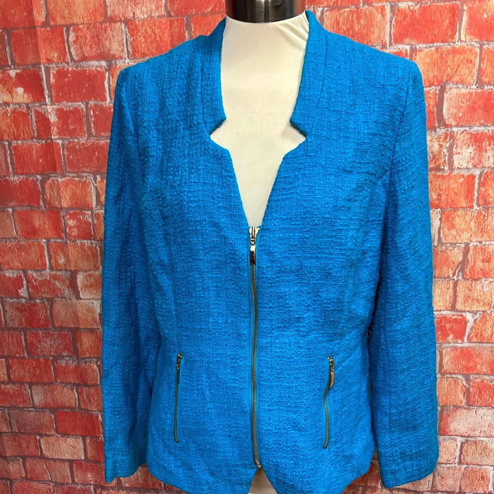 Alfani Water Cooler Boucle Zip Front Blazer